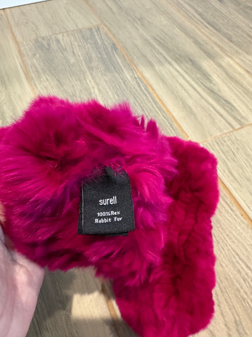 Surell 100% Rex Rabbit Fur Mittens - Picture 2 of 2